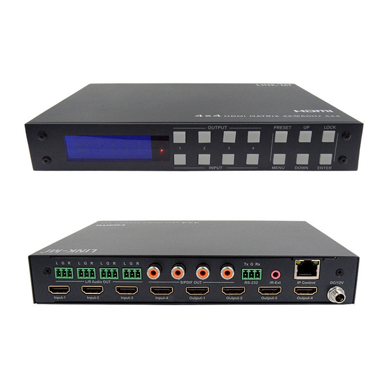 4x4 HDMI Matrix Análogo E Extração de Áudio SPDIF 4K TCP/IP Web GUI Control
