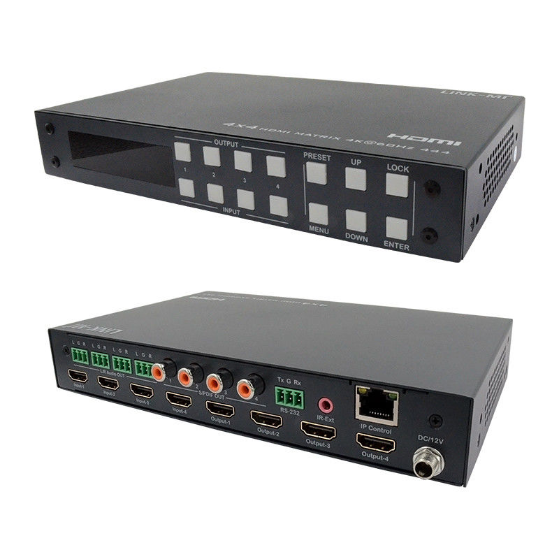 4x4 HDMI Matrix Análogo E Extração de Áudio SPDIF 4K TCP/IP Web GUI Control