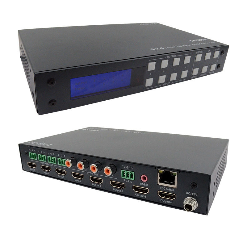 4x4 HDMI Matrix Análogo E Extração de Áudio SPDIF 4K TCP/IP Web GUI Control