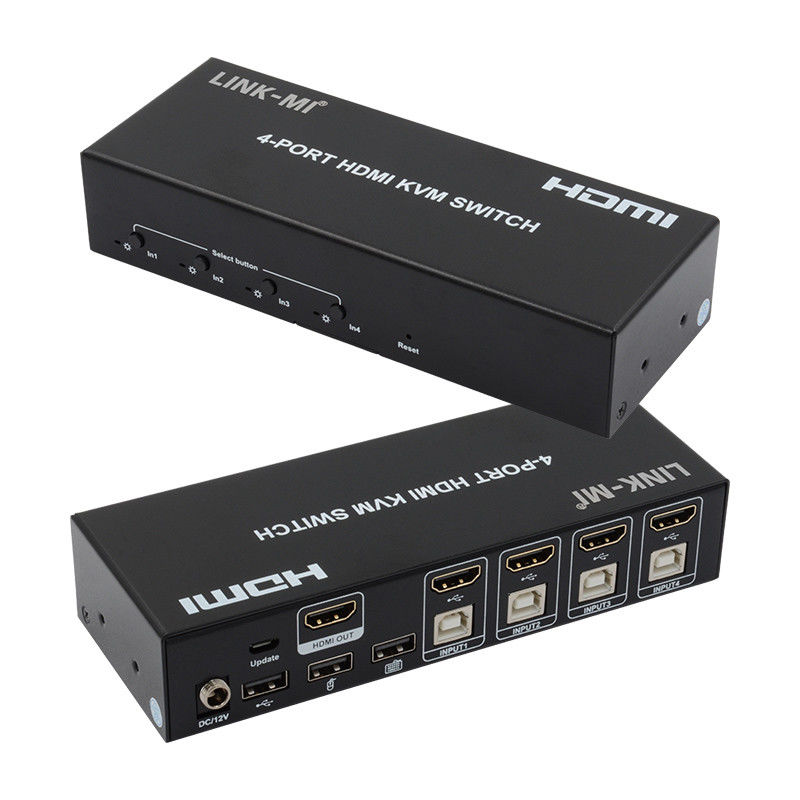 Sem atraso HDMI KVM Switch 4 Port Ip Kvm Hdmi Suporte teclas de acesso automático