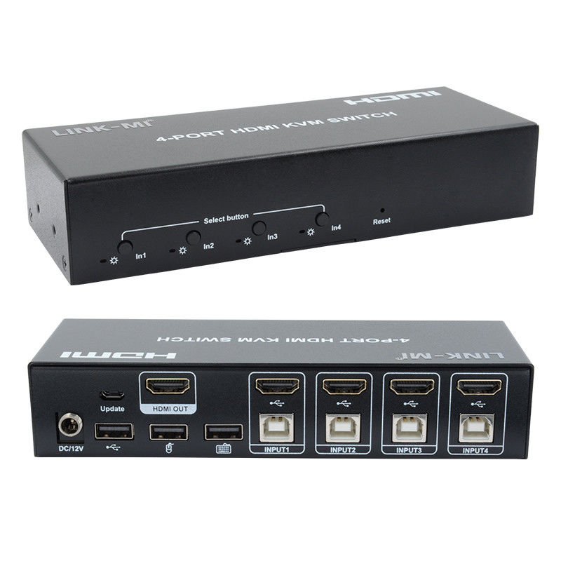 4 Portos KVM Switch HDMI 4K 30Hz Hot Keys Comutação automática sem atrasos USB Switch