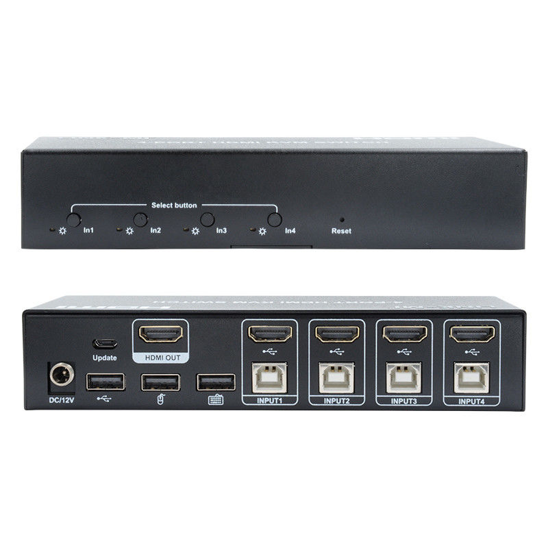 4 Portos KVM Switch HDMI 4K 30Hz Hot Keys Comutação automática sem atrasos USB Switch