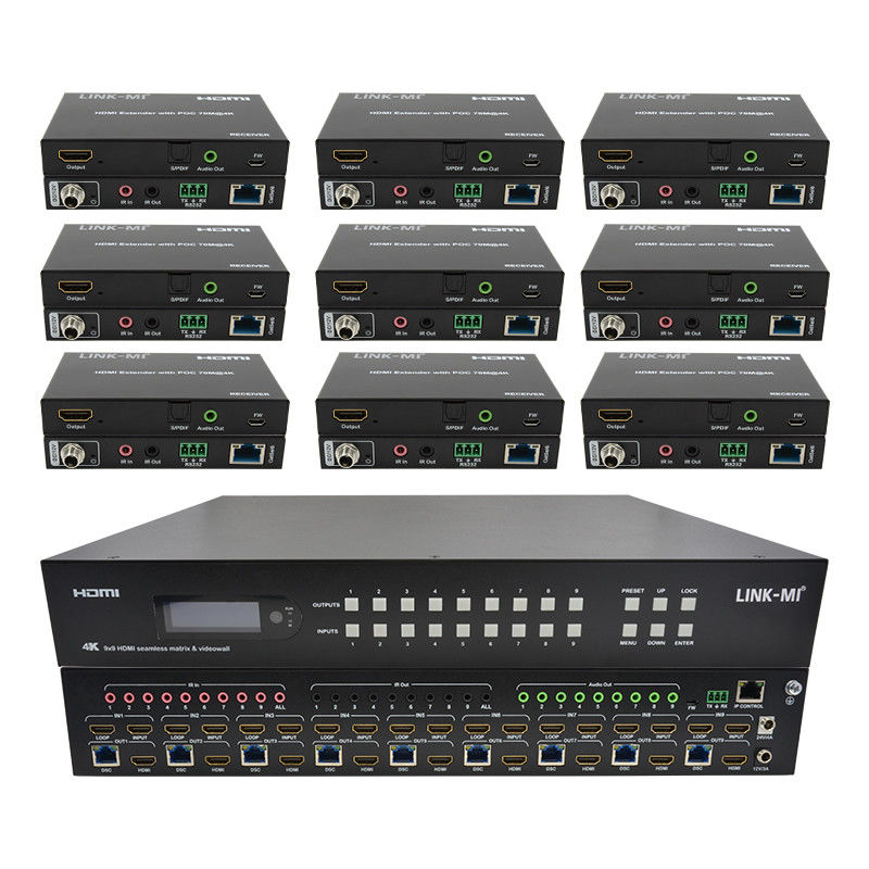 9x9 70M processador de parede de vídeo HDMI Hdmi Splitter 3x3 4K HDMI Matrix Extender
