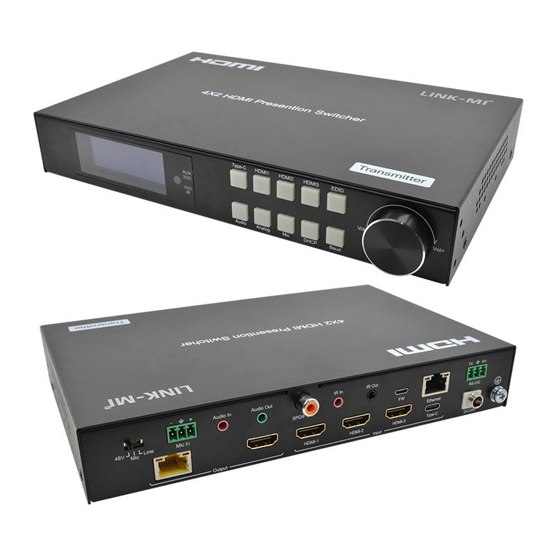 18Gbps 4K Video HDMI Switch 2.0 HDBaseT Switch com entradas HDMI e USB - C