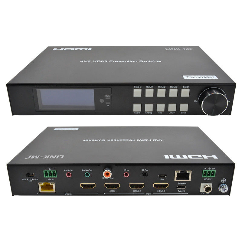 18Gbps 4K Video HDMI Switch 2.0 HDBaseT Switch com entradas HDMI e USB - C