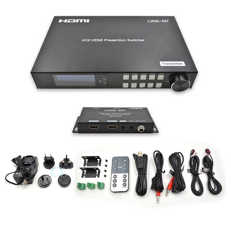 18Gbps 4K Video HDMI Switch 2.0 HDBaseT Switch com entradas HDMI e USB - C