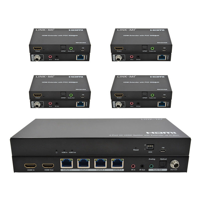 1x4 4K Wireless HDMI Splitter Extender Suporte 60m 4K@60Hz AV Splitter através de RJ45