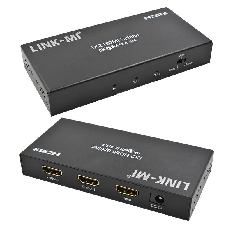 48 Gbps HDMI Splitter 8k 1x2 HDMI Extender Suporte Downscaler HDR10 EDID HDCP2.2