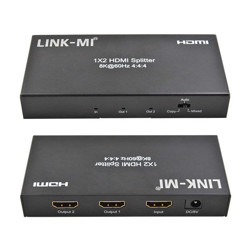 48 Gbps HDMI Splitter 8k 1x2 HDMI Extender Suporte Downscaler HDR10 EDID HDCP2.2