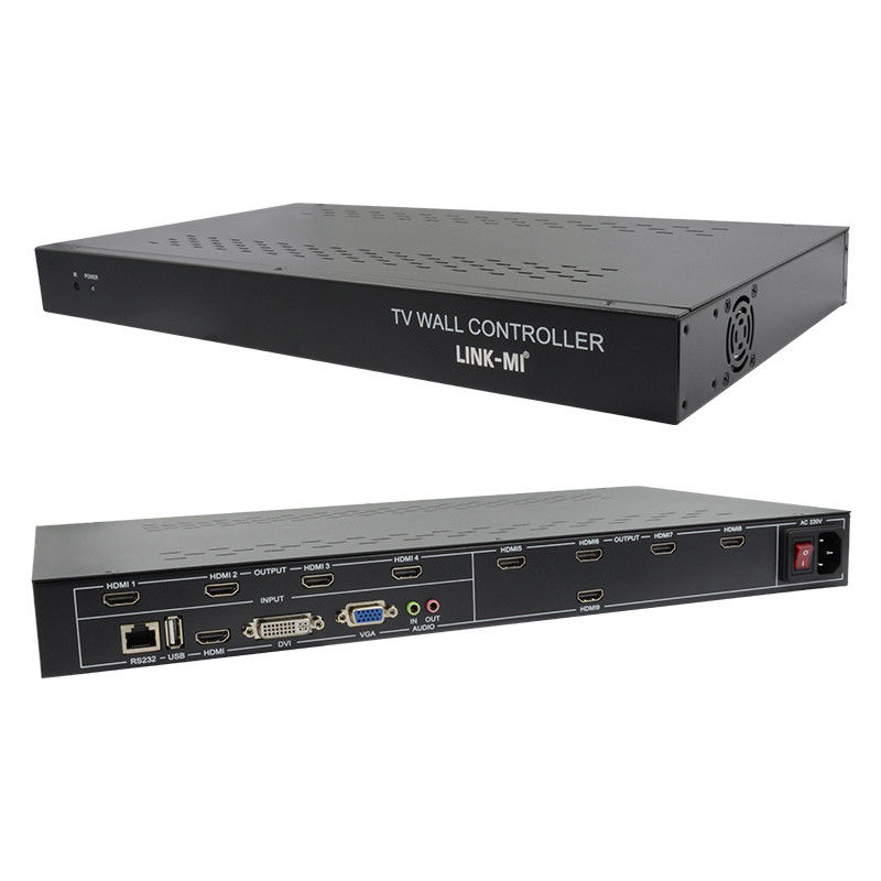 9 canais HDMI Video Wall Controller 3X3 Zoom Subtítulos Multi Display Controller para publicidade