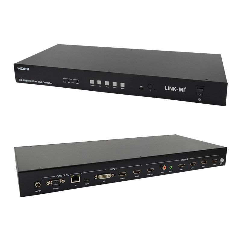Controlador de Matriz de Parede de Vídeo 4K 2x2 1x4 4x1 10x10 Splicing Display USB Tipo C DVI