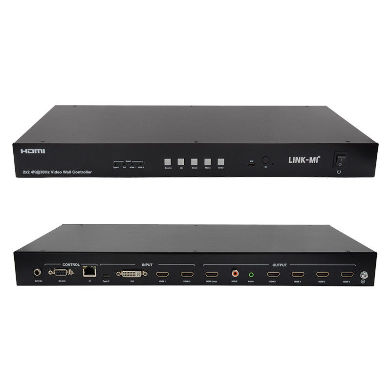 Controlador de Matriz de Parede de Vídeo 4K 2x2 1x4 4x1 10x10 Splicing Display USB Tipo C DVI