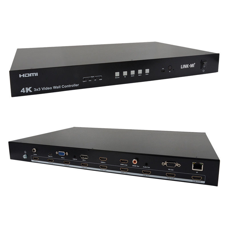 Controlador de parede de vídeo Ultra HD 4K HDMI DP 3x3 Processador de parede de vídeo VGA USB Tipo-C