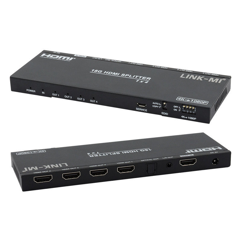 4K 1X4 Multi HDMI Splitter EDID Análogo Óptico HDMI2.0b 4 Port Video Splitter