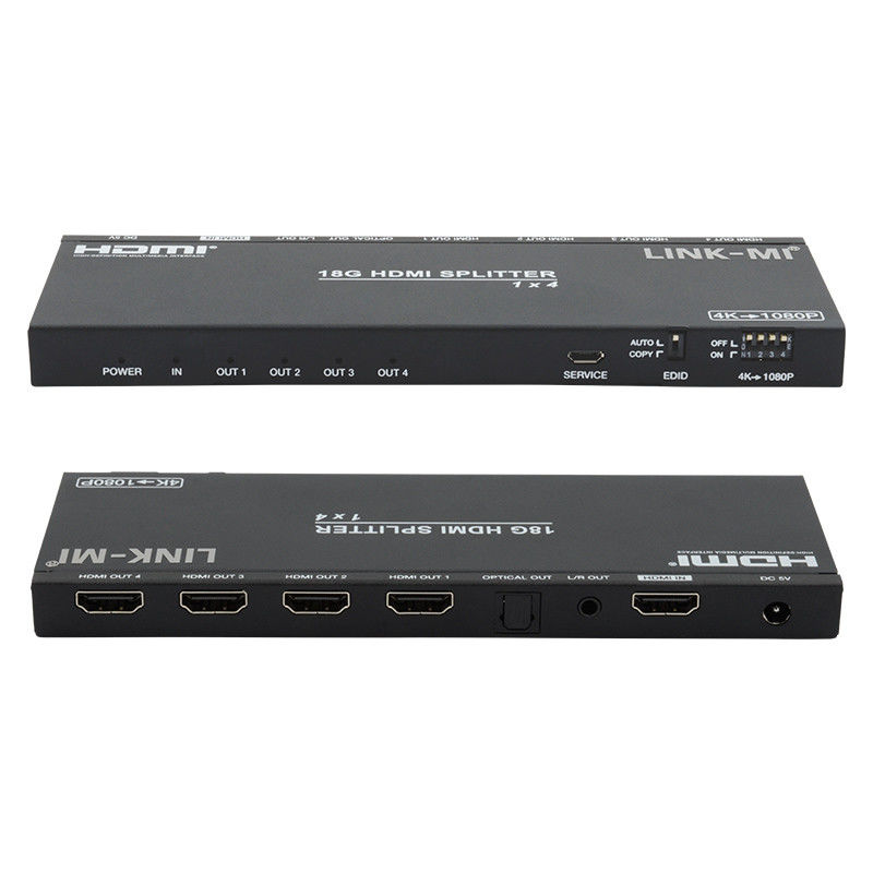 4K 1X4 Multi HDMI Splitter EDID Análogo Óptico HDMI2.0b 4 Port Video Splitter