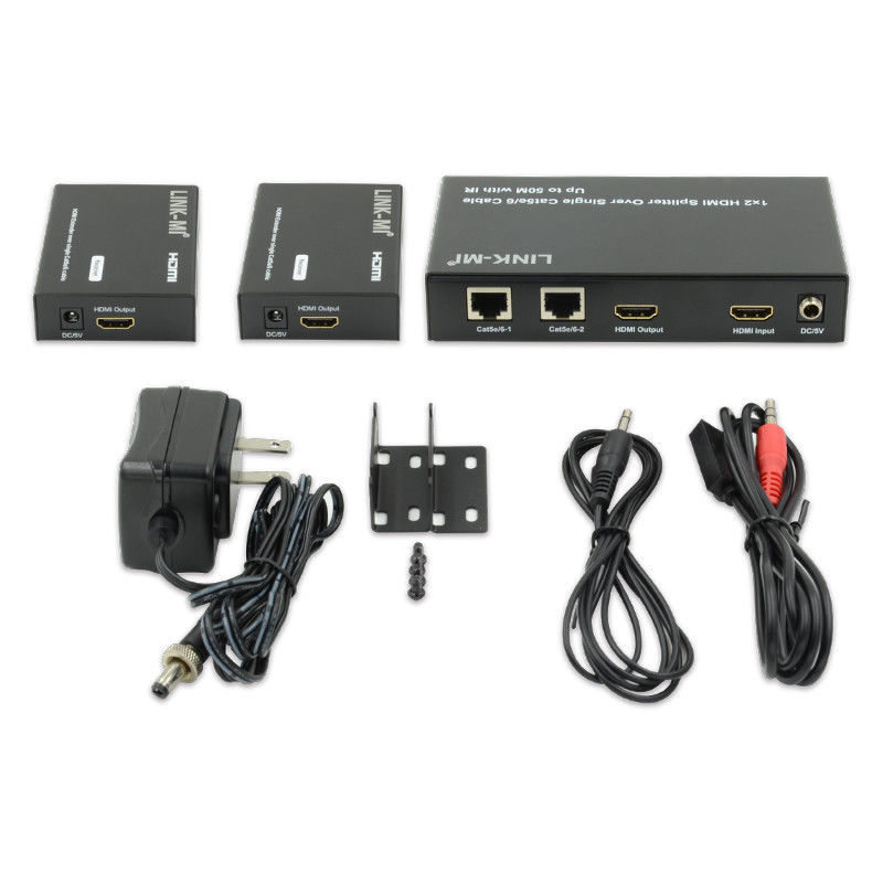 1X2 50M 4K HDMI Splitter Over Cat5e/6 Suporte de cabo 3D IR em cascata para 4 camadas