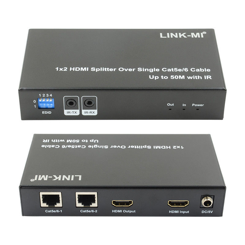 1X2 50M 4K HDMI Splitter Over Cat5e/6 Suporte de cabo 3D IR em cascata para 4 camadas