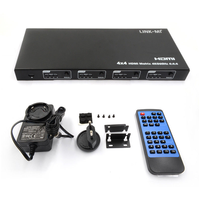 Rs232 4x4 HDMI Matrix Switch Suporte 4K 60Hz 18Gbps EDID 4 a 4 HDMI Video Switch