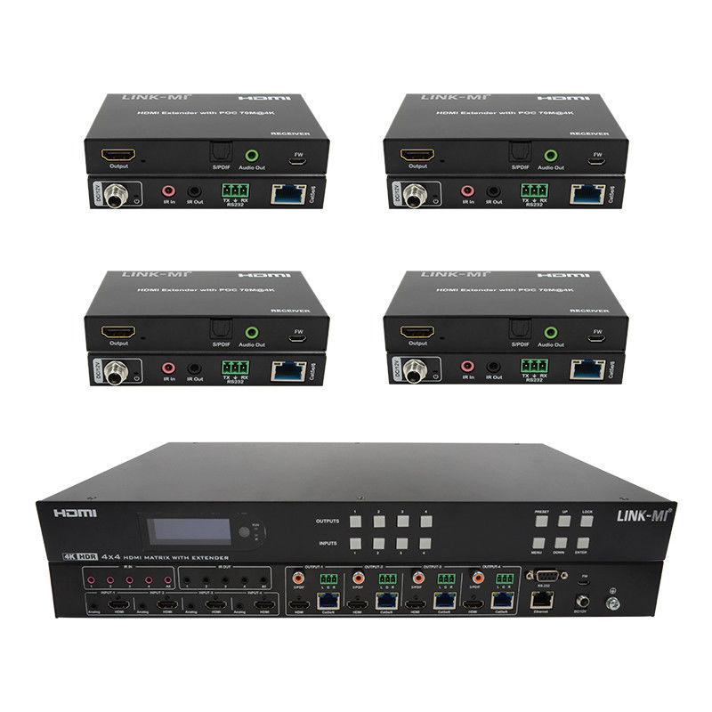 70m 4x4 HDMI Matrix Extender com 4 HDMI Loop Out 4K HDMI Matrix Switch