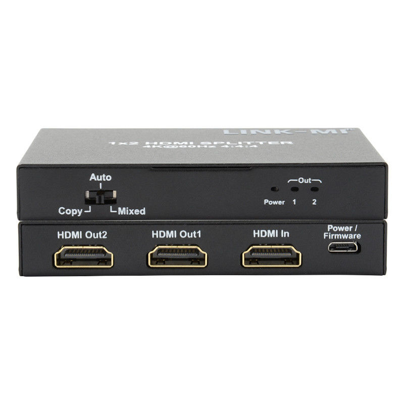 1x2 HDMI2.0 Splitter Suporte 3D 18G HDR HDCP2.2 2 portas Splitter de vídeo