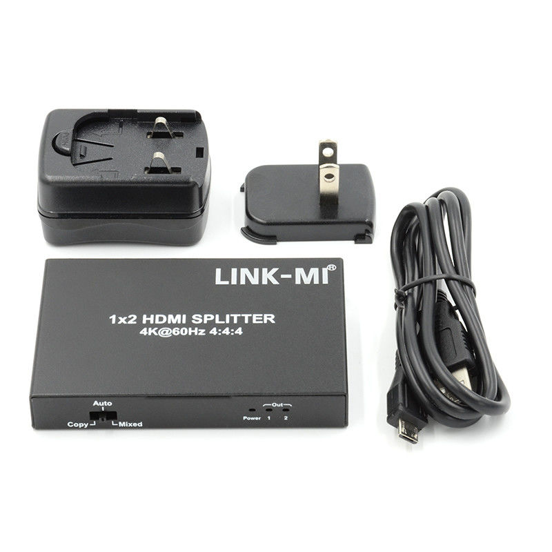 1x2 HDMI2.0 Splitter Suporte 3D 18G HDR HDCP2.2 2 portas Splitter de vídeo