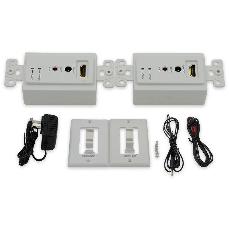 Extensor de placa de parede HDMI de 60m sobre Cat5e Cat 6 para extensor HDMI Suporte 3D IR