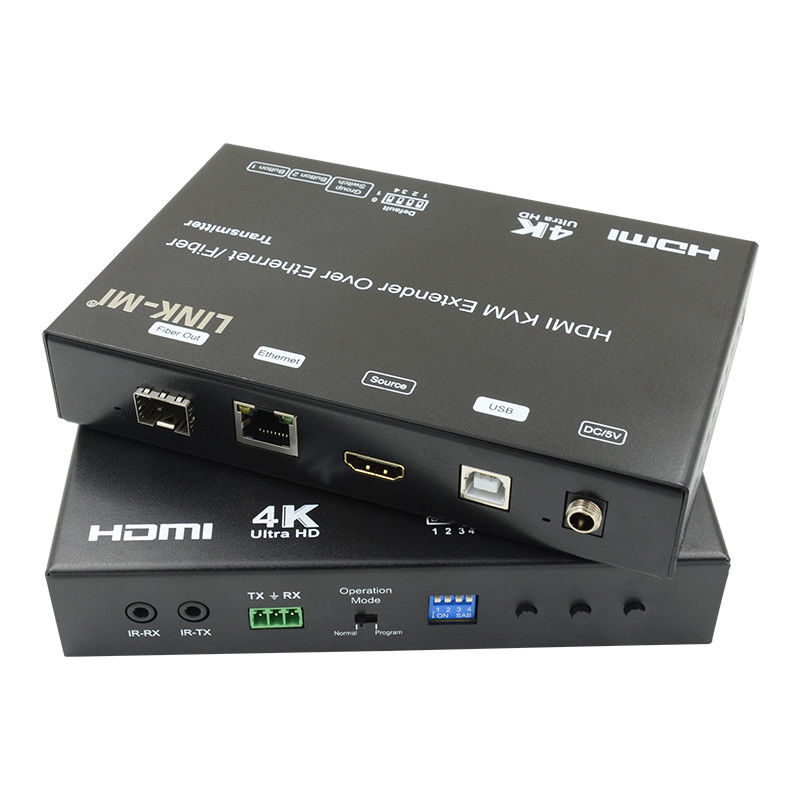 4K AV Over IP Fibra HDMI KVM Extender Suporte Multicast Unicast Com USB RS232