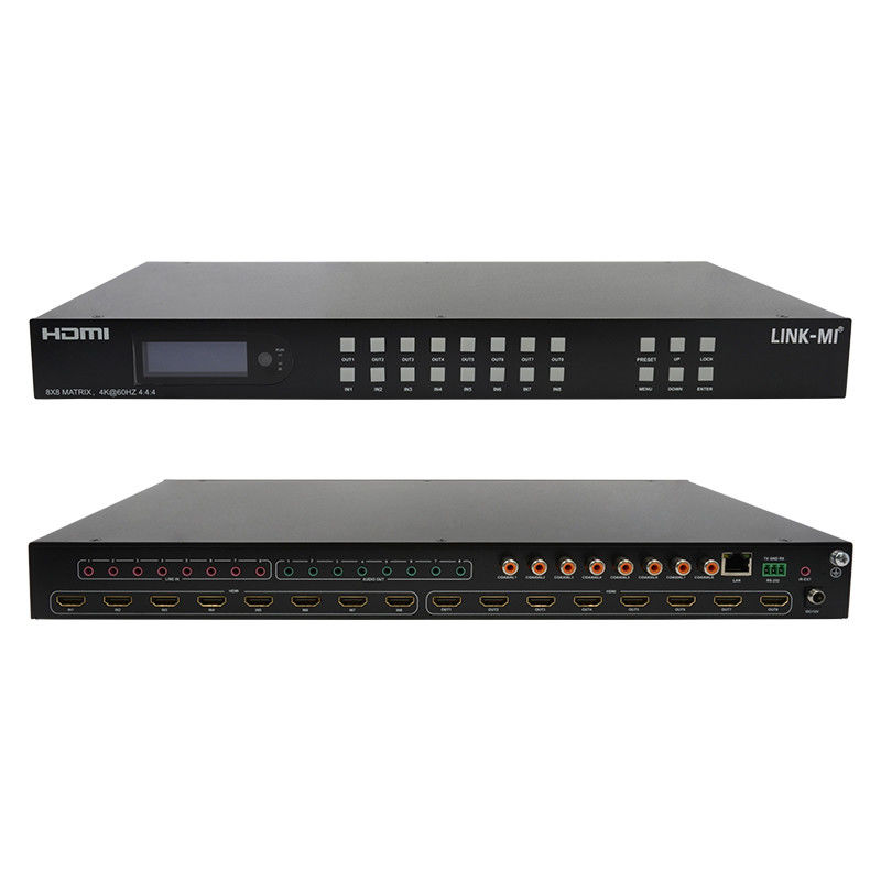 8x8 HDMI Matrix 4k Hdmi Switcher com suporte de extração de áudio analógico 18Gbps HDR