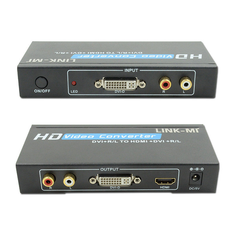 1080P DVI para conversor HDMI com suporte de áudio DVI entrada de áudio RCA analógica