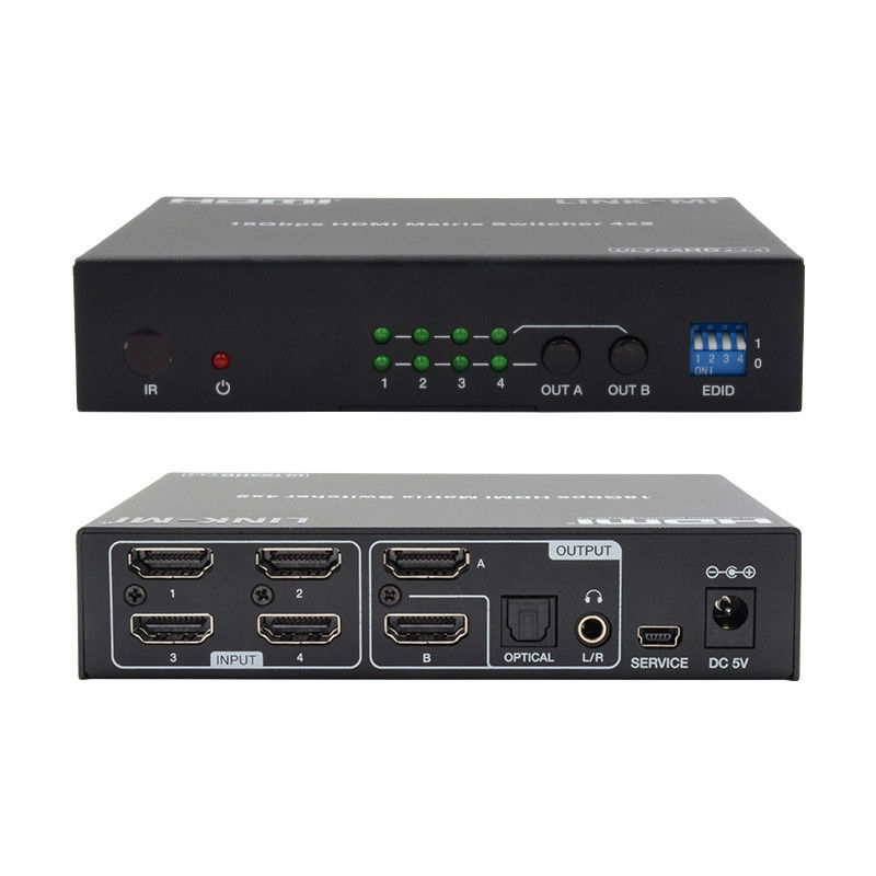 4X2 HDMI Matrix Switch Hdmi Switch Extractor de áudio 4K para 1080P Switcher de vídeo