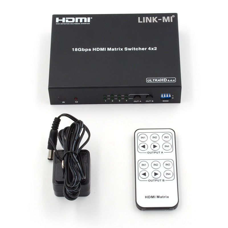 4X2 HDMI Matrix Switch Hdmi Switch Extractor de áudio 4K para 1080P Switcher de vídeo