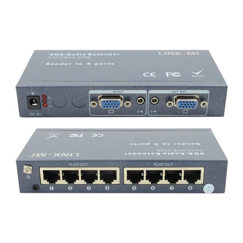 100m 200m 300m 1/8 VGA Splitter 1X8 Extensor de 1 a 8 Video Audio Extender