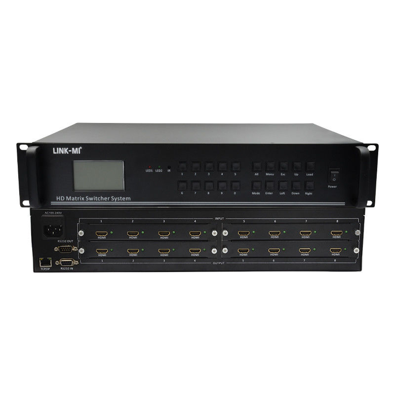 4K Matriz de Vídeo Áudio 8X8 HDMI Matriz Switcher Sistema RS232 TCP/IP Controle remoto