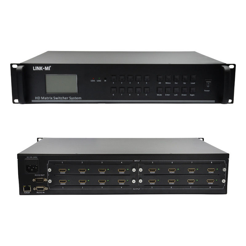 4K Matriz de Vídeo Áudio 8X8 HDMI Matriz Switcher Sistema RS232 TCP/IP Controle remoto
