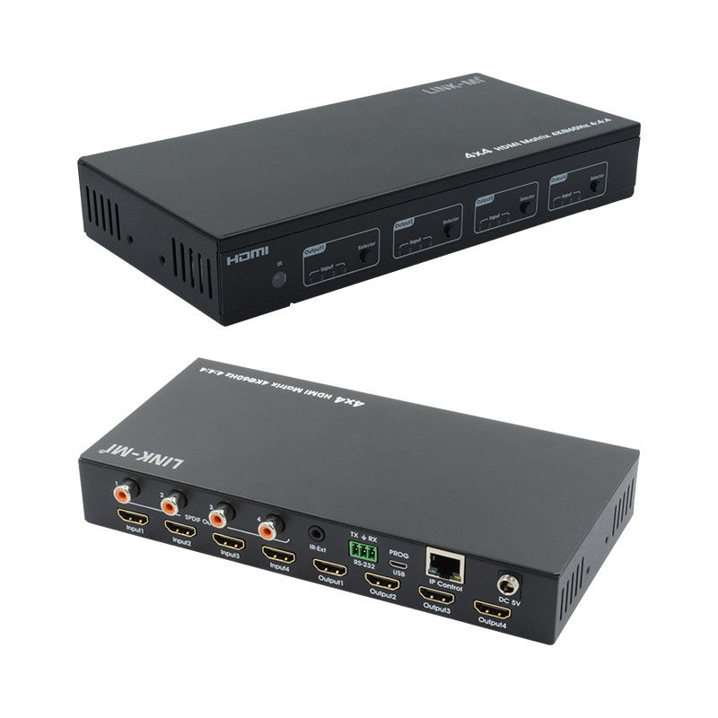 HDMI 4X4 4k Matrix Switcher 4K60Hz com SPDIF Audio AV Matrix para 4 telas Ultra HD