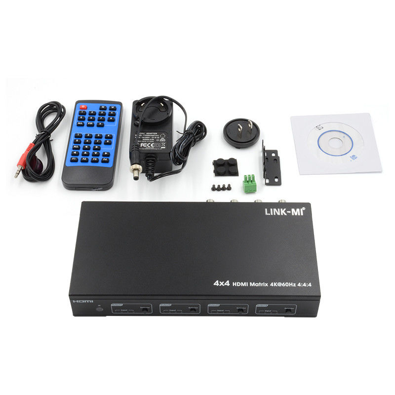 HDMI 4X4 4k Matrix Switcher 4K60Hz com SPDIF Audio AV Matrix para 4 telas Ultra HD