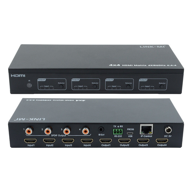 HDMI 4X4 4k Matrix Switcher 4K60Hz com SPDIF Audio AV Matrix para 4 telas Ultra HD