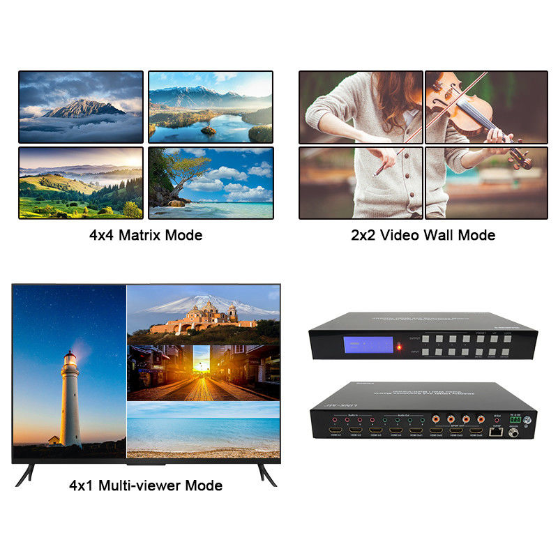 60Hz 4X4 4K Video Wall Controller 4X1 2x2 TV Wall Controller Comutador de Matriz Sem Secção