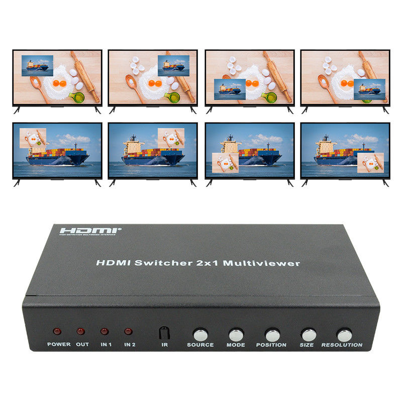 225MHz HDMI Quad Screen Splitter HDMI 2x1 Multiviewer com PIP 2 em 1 saída