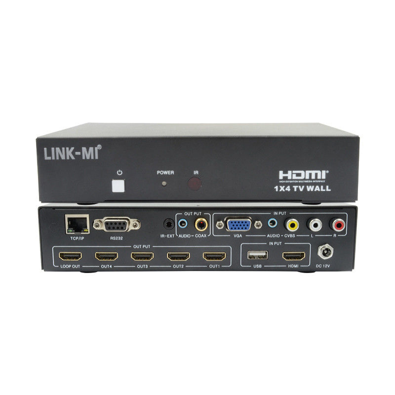 LM-TV04L HDMI 1x4 TV WALL Suporte Fontes de entrada de reprodução CVBS/VGA/HDMI/USB