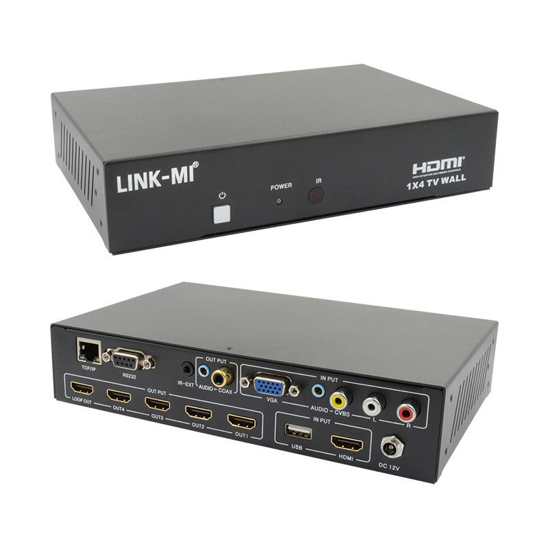 LM-TV04L HDMI 1x4 TV WALL Suporte Fontes de entrada de reprodução CVBS/VGA/HDMI/USB