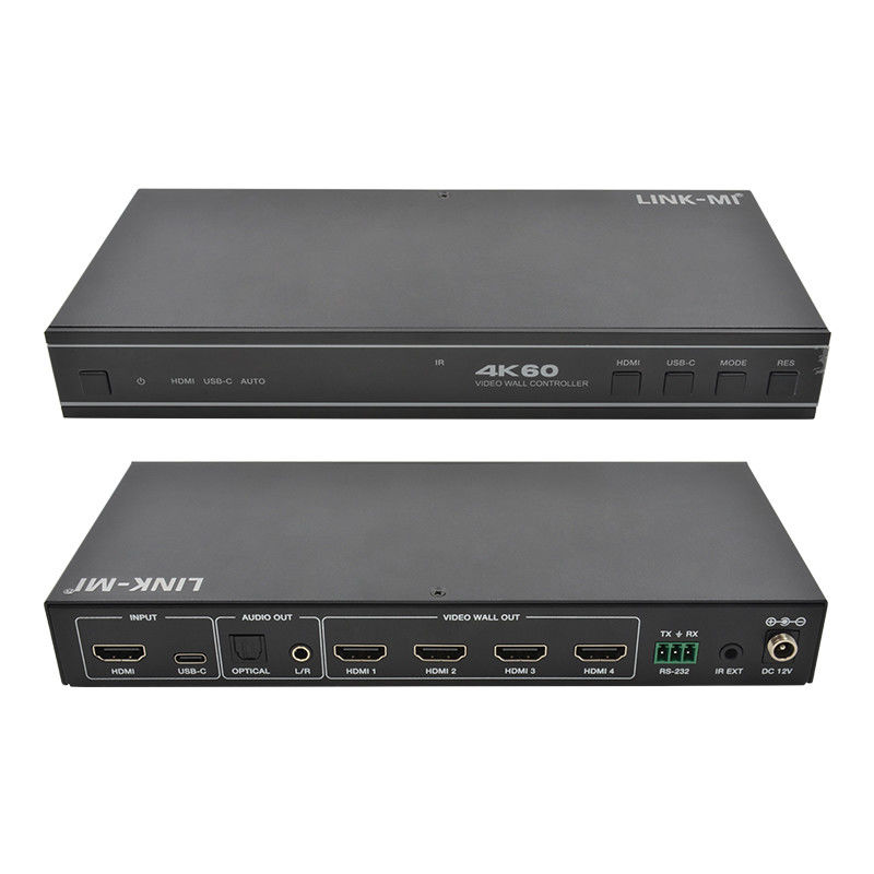 Controlador de parede de vídeo HDMI 1X4 fácil de usar com entrada de áudio USB-C e suporte RS232