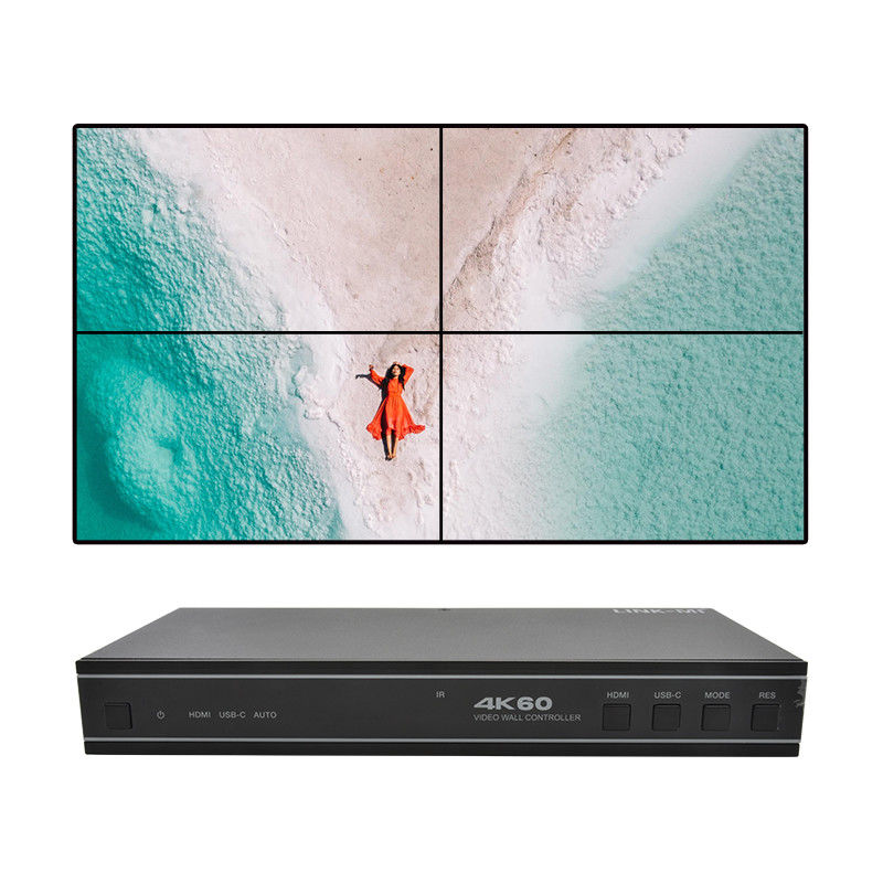 Controlador de parede de vídeo HDMI 1X4 fácil de usar com entrada de áudio USB-C e suporte RS232
