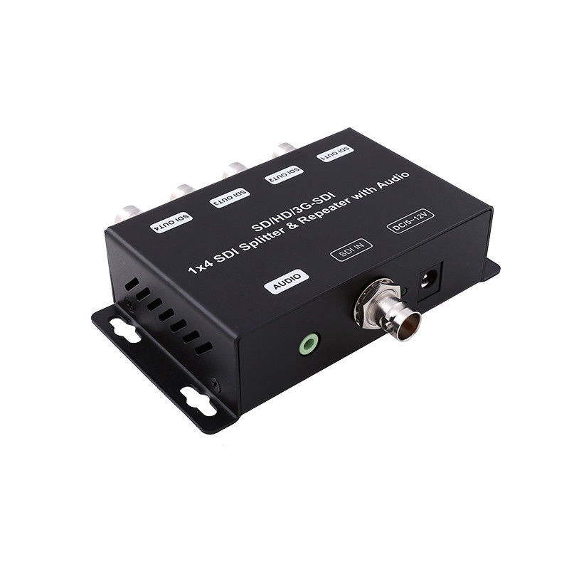 Repetidor de amplificador de distribuição HD/SD-SDI de 1 a 4 com impedância de saída de áudio de 75 ohms