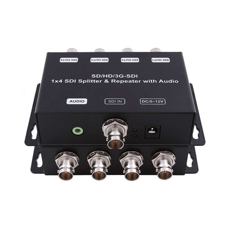 Repetidor de amplificador de distribuição HD/SD-SDI de 1 a 4 com impedância de saída de áudio de 75 ohms