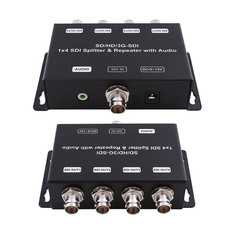 Repetidor de amplificador de distribuição HD/SD-SDI de 1 a 4 com impedância de saída de áudio de 75 ohms