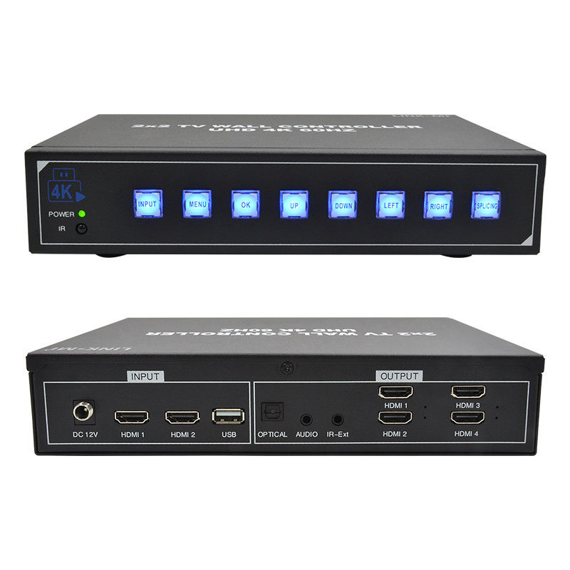 Controlador de parede de vídeo 4K60 2x2 Para 4 televisores de empalhe Suporte 1x2 1x3 1x4 4x1 3x1 2x1 UHD TV Wall Processor
