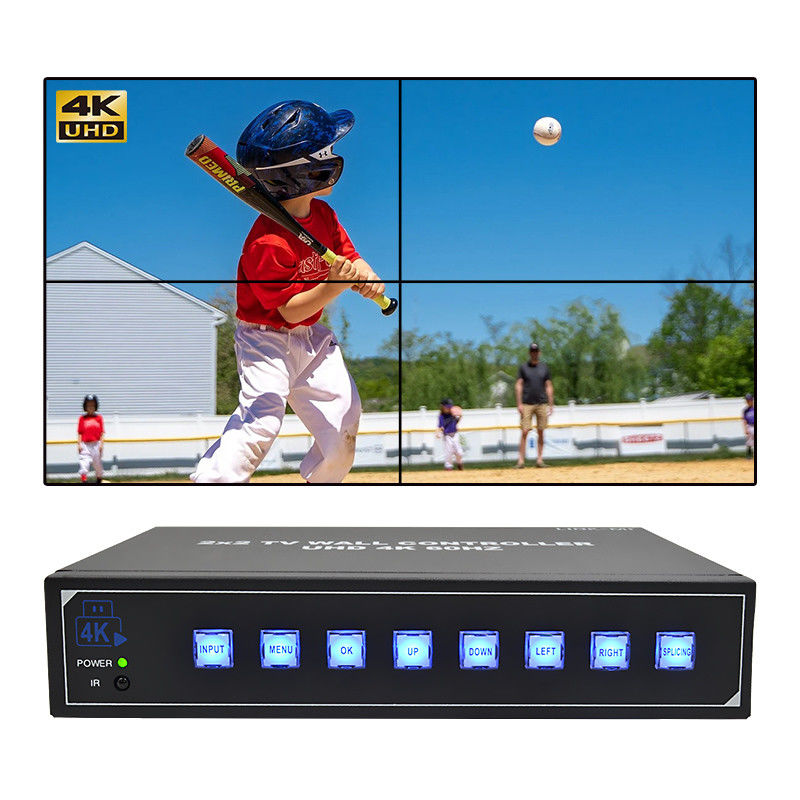Controlador de parede de vídeo 4K60 2x2 Para 4 televisores de empalhe Suporte 1x2 1x3 1x4 4x1 3x1 2x1 UHD TV Wall Processor