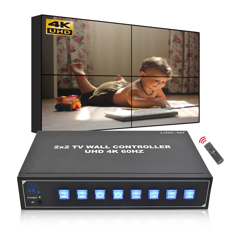 4 TVs 4K Video Wall Processor Suporta rotação de 180° Max 3840*2160 Resolução de entrada de 60Hz