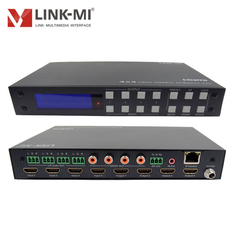 4K 4x4 HDMI Matrix HDMI 2.0b Matrix com HDCP 2.2 e DCI-P3/Rec.2020 suporte de espaço de cores